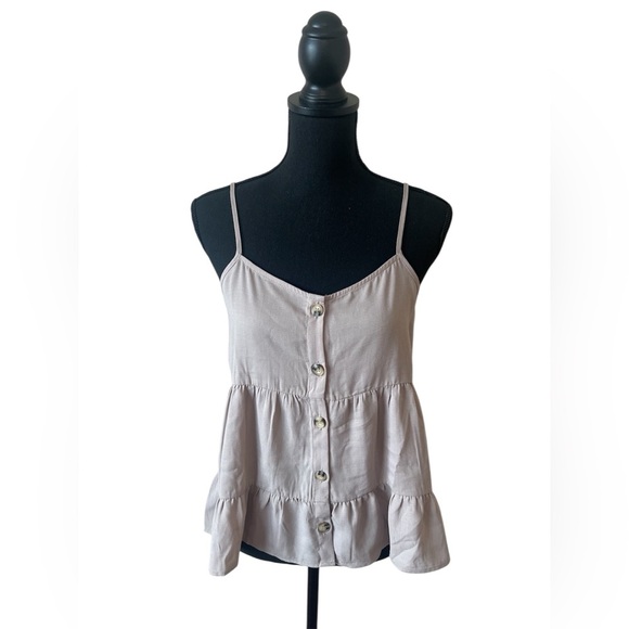 Paper Crane Tiered Ruffle Cami-Cream/Tan-Size Small - Picture 1 of 7